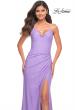 Picture of: Long Pastel Dress with Flattering Ruching and Slit in Purple, Style: 30604, Detail Picture 6