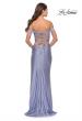 Picture of: Rhinestone Off the Shoulder Dress with Lace Up Back in Light Periwinkle, Style: 31276, Detail Picture 6