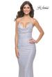 Picture of: Neon Rhinestone Embellished Ruched Prom Dress with Draped Neckline in Light Periwinkle, Style: 31968, Detail Picture 6