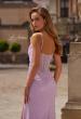 Picture of: Cowl Neck Rhinestone Gown with Side Ruching and High Slit in Light Periwinkle, Style: 33272, Detail Picture 6