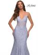Picture of: Mermaid Lace Prom Dress with Sheer Jeweled Bodice in Light Periwinkle, Detail Picture 7