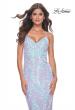 Picture of: Fitted Print Sequin Pastel Prom Dress in Light Periwinkle, Style: 31944, Detail Picture 7