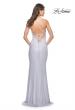 Picture of: Neon Rhinestone Embellished Ruched Prom Dress with Draped Neckline in Light Periwinkle, Style: 31968, Detail Picture 7