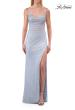 Picture of: Sheer Corset Fitted Gown with Slit and Ruched Detail in Light Periwinkle, Style: 33358, Detail Picture 7