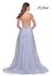 Picture of: Beautiful Lace Embellished A-Line Tulle Prom Dress with Deep V in Light Periwinkle, Style: 32062, Detail Picture 14