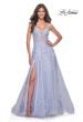 Picture of: Beautiful Lace Embellished A-Line Tulle Prom Dress with Deep V in Light Periwinkle, Style: 32062, Detail Picture 6