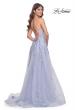 Picture of: Beautiful Lace Embellished A-Line Tulle Prom Dress with Deep V in Light Periwinkle, Style: 32062, Detail Picture 7