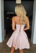 Picture of: Strapless Jacquard Lace-Up Mini Dress in Light Pink, Style: 34147, Back Picture