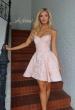 Picture of: Strapless Jacquard Lace-Up Mini Dress in Light Pink, Style: 34147, Detail Picture 1