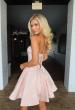 Picture of: Strapless Jacquard Lace-Up Mini Dress in Light Pink, Style: 34147, Detail Picture 2