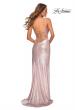 Picture of: Metallic Prom Dress with Ruching and Lace Up Back in Light Pink, Style: 28449, Back Picture