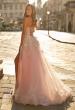 Picture of: Floral Corset Tulle Gown with High Slit and Lace-Up Back in Light Pink, Style: 33432, Back Picture