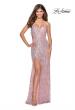 Picture of: Long Fringe Sequin Prom Dress with Cut Outs in Light Pink, Style: 28609, Detail Picture 1