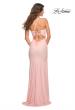Picture of: Long Pastel Dress with Flattering Ruching and Slit in Light Pink, Detail Picture 3