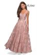 Picture of: Floral A Line Dress with Sheer Bodice and V Back in Light Pink, Style: 27505, Detail Picture 6