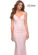 Picture of: Metallic Jersey Long Dress with Draped Neckline and Train in Pink, Style: 30633, Detail Picture 6