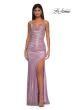 Picture of: Metallic Rhinestone Jersey Dress with Ruching and Low Back in Light Pink, Style: 32835, Detail Picture 7