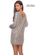 Picture of: Long Sleeve Sequined Shift Homecoming Dress in Light Silver, Style: 28194, Back Picture