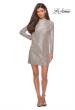 Picture of: Long Sleeve Sequined Shift Homecoming Dress in Light Silver, Style: 28194, Detail Picture 7