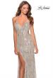 Picture of: Long Fringe Sequin Prom Dress with Cut Outs in Light Silver, Style: 28609, Main Picture