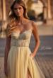 Picture of: Tulle Dress with Full Skirt and Sheer Lace Bodice in Pale Yellow, Style: 32306, Main Picture