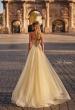 Picture of: Tulle Dress with Full Skirt and Sheer Lace Bodice in Pale Yellow, Style: 32306, Back Picture