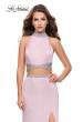 Picture of: Two Piece Prom Gown with Beaded Choker and Leg Slit in Light Blush, Style: 25746, Detail Picture 1