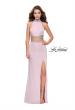 Picture of: Two Piece Prom Gown with Beaded Choker and Leg Slit in Light Blush, Style: 25746, Detail Picture 2
