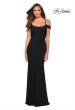 Picture of: Jersey Long Dress with Ruching and Open Back in Black, Style 29358, Detail Picture 1