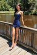 Picture of: Rhinestone Lace Short Dress with Bustier Top in Marine Blue, Style: 32631, Detail Picture 1