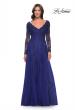 Picture of: Long Sleeve Lace and Tulle Dress with V Neckline in Marine Blue, Style: 30795, Main Picture