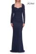 Picture of: Long Sleeve Net Jersey Gown with Sweetheart Neckline in Marine Blue, Style: 33575, Detail Picture 8