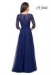 Picture of: Floor Length Chiffon Dress with Lace Sleeves in Marine Blue, Style: 27153, Detail Picture 5