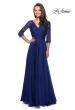 Picture of: Floor Length Chiffon Dress with Lace Sleeves in Marine Blue, Style: 27153, Detail Picture 6