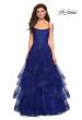 Picture of: Layered Tulle Dress with Lace Detail and Strappy Back in Marine Blue, Style: 27694, Main Picture
