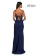 Picture of: Jersey Prom Dress with Unique Ruched Waist and Lace Up Back in Marine Blue, Style: 32977, Detail Picture 8