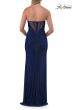 Picture of: Strapless Rhinestone Gown with Sheer Corset Back and High Slit in Marine Blue, Style: 33303, Detail Picture 8