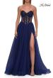 Picture of: Strapless Corset Gown with Tulle Skirt and High Slit in Marine Blue, Style: 33491, Detail Picture 11