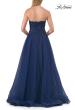 Picture of: Illusion Embroidered Lace Tulle Gown with Slit in Marine Blue, Style: 33551, Detail Picture 11