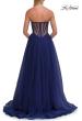 Picture of: Strapless Corset Gown with Tulle Skirt and High Slit in Marine Blue, Style: 33491, Detail Picture 12