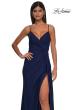 Picture of: Jersey Prom Dress with Unique Ruched Waist and Lace Up Back in Marine Blue, Style: 32977, Detail Picture 14