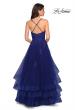 Picture of: Layered Tulle Dress with Lace Detail and Strappy Back in Marine Blue, Style: 27694, Back Picture