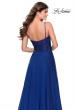 Picture of: Chiffon Prom Dress with Sheer Floral Lace Bodice in Marine Blue, Style: 28664, Back Picture