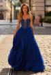 Picture of: Strapless Embellished Chiffon Gown with High Slit in Marine Blue, Style: 33552, Detail Picture 1