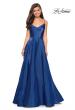 Picture of: Long Satin Simple Prom Dress with Empire Waist in Marine Blue, Style: 27226, Detail Picture 2