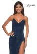 Picture of: Rhinestone Fishnet Dress with V Neck and Lace Up Back in Marine Blue, Style: 32203, Detail Picture 2
