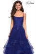 Picture of: Layered Tulle Dress with Lace Detail and Strappy Back in Marine Blue, Style: 27694, Detail Picture 3