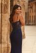 Picture of: Lace Corset Gown with Sheer Bodice and Rhinestones in Marine Blue, Style: 33774, Detail Picture 4