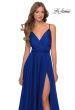 Picture of: Chiffon Prom Dress with Pleated Bodice and Pockets in Marine Blue, Style: 28611, Detail Picture 5
