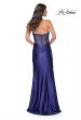 Picture of: Stretch Satin Gown with Sweetheart Top and Illusion Back in Blue, Style: 32159, Detail Picture 6